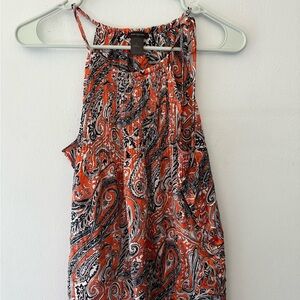 Ann Taylor Orange Paisley Halter Neck Tank Top Blouse Women's Size S